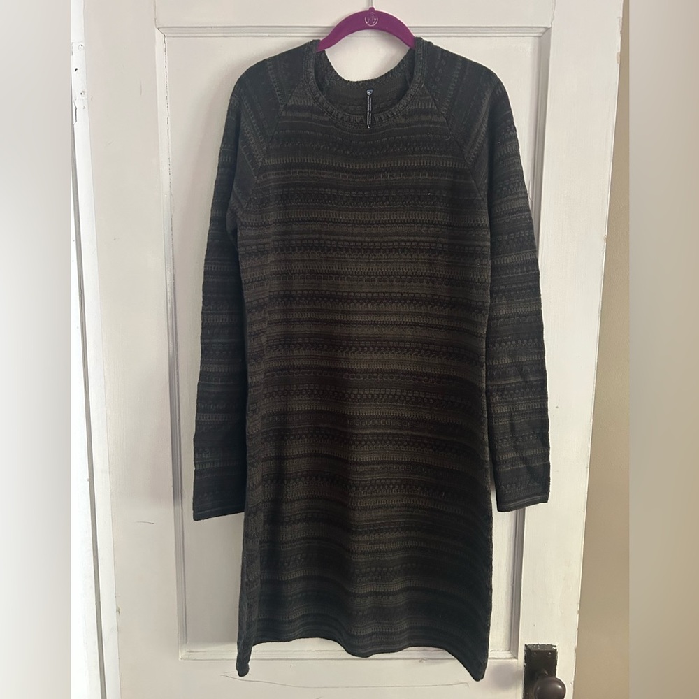 Black and Gray Striped Sweater Dress